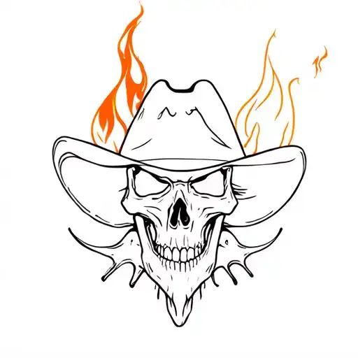 Cowboy Skull On Fire With Pantera
