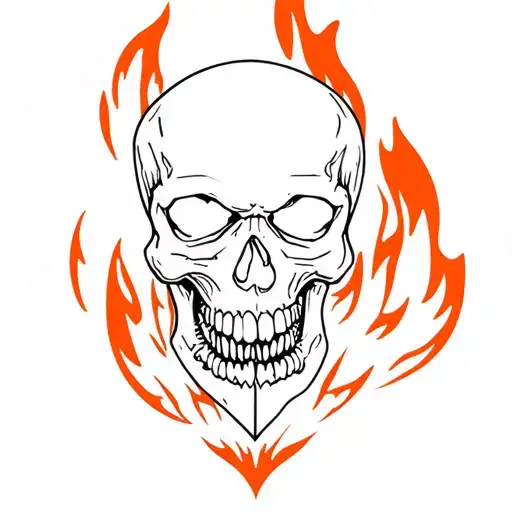 Pantera Tattoo Of A Skull On Fire With Marlboro