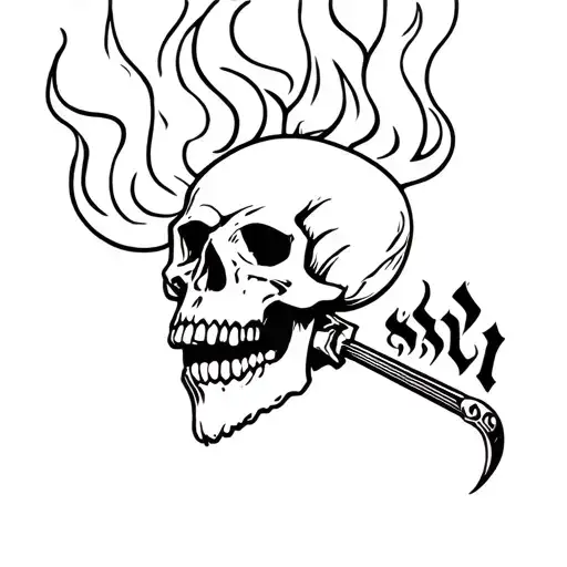 Pantera Tattoo Of A Skull On Fire With Marlboro Cowboys From Hell Logo