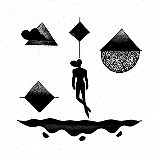 Person Falling And Drowning In Deep Ocean