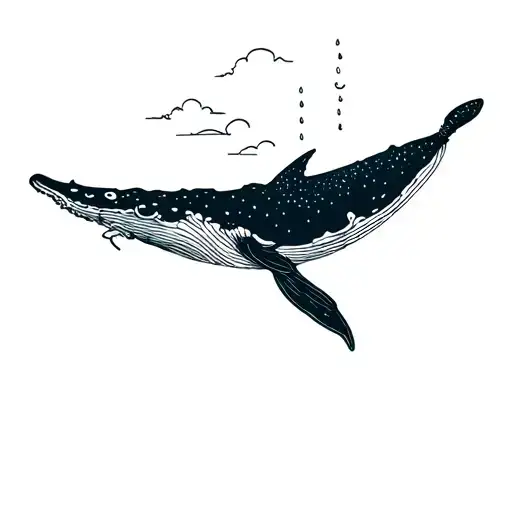 Humpback Whale With Rain Cloud Background