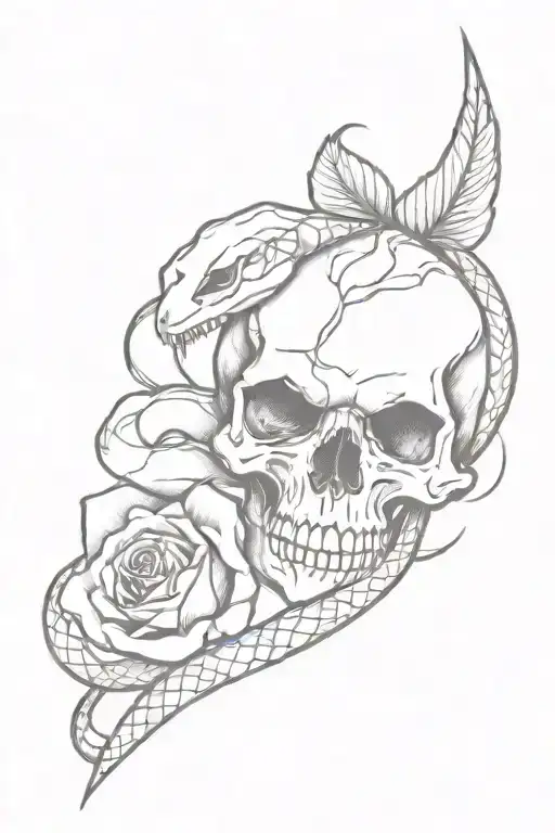 Skull Rose Snake Knife