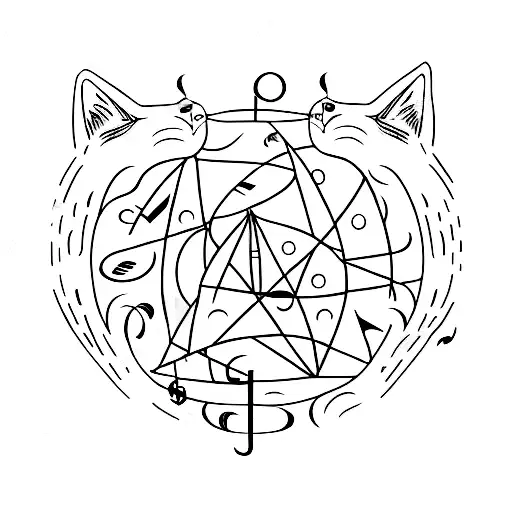 A Sheet Music Staff Forming The Shape Of A Cat