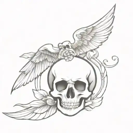 Victorian Gravestone Memento Mori Skull With Wings