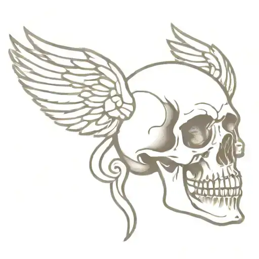 Vintage Style Victorian Winged Skull Engraved Style