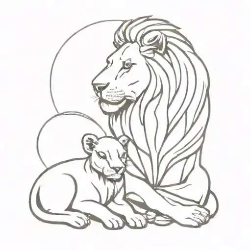 Lion And Lamb Peacefully Lying