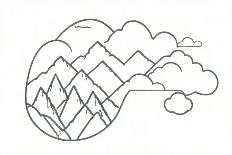 Mountains With 1 Cloud Above It On The Left