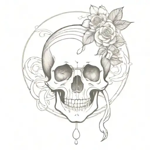 Unique Tattoo Design Blending Victorian Art Elements With Skull Imagery