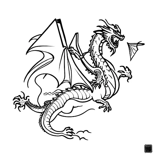 Dragon Emerging From A Book And Flying Towards The Stars