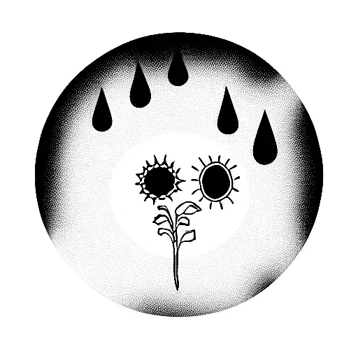 Crystal Ball With Dead Flowers And Rain