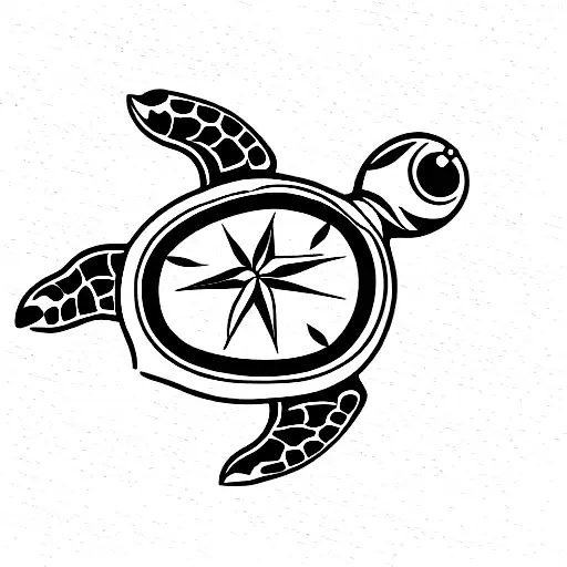 Turtle With Compass On Shell
