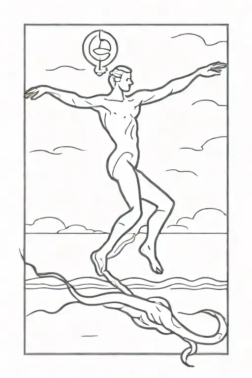 One Line Man Dancing On Anchor