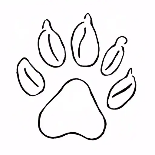 Fine Line Paw Print With Bells
