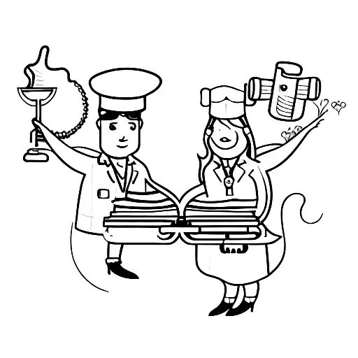 A Flight Attendant And A Veterinary Doctor Holding Hands With A Book Flying Above Them