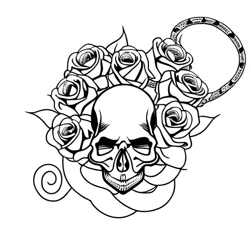 Skull With Roses With Snake