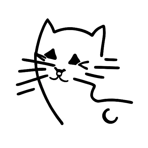 Single Line Cat Sitting Sillhouette