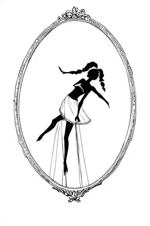 Young Black Girl With Pigtails On Tall Stilts In An Oval Picture Frame