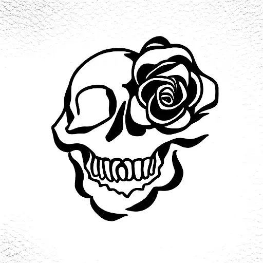 Skull With A Rose In The Mouth