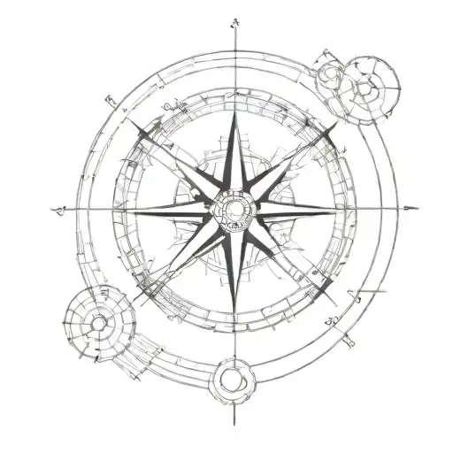 A Geodetic Engineering Compass Intertwined With Digital Art Elements