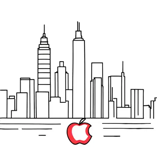 New York City Skyline Silhouette With An Apple