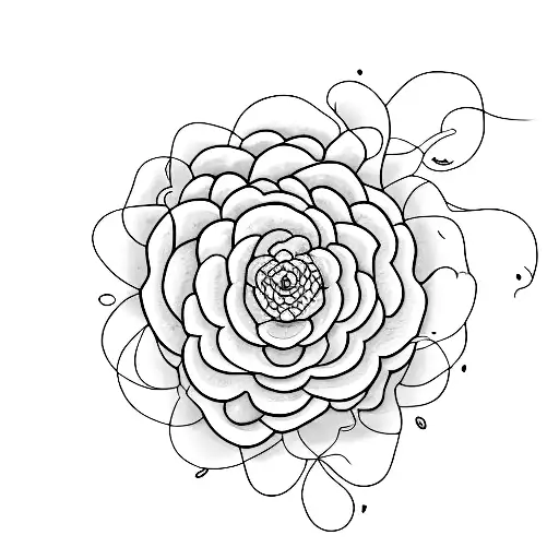 A Mesmerizing Minimalist Tattoo Of A Blooming Flower Transforming Into A Beautiful Landscape