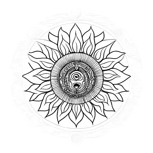 A Sunflower Formed By The Symbol Of The Zodiac Sign Leo