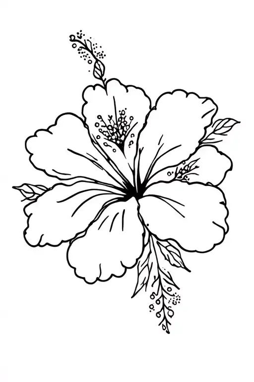 Fine Line Hibiscus Flowers With Sparkles
