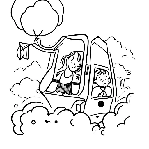 A Little Girl Inside A Bus Waving A Bye At A Boy Outside The Bus