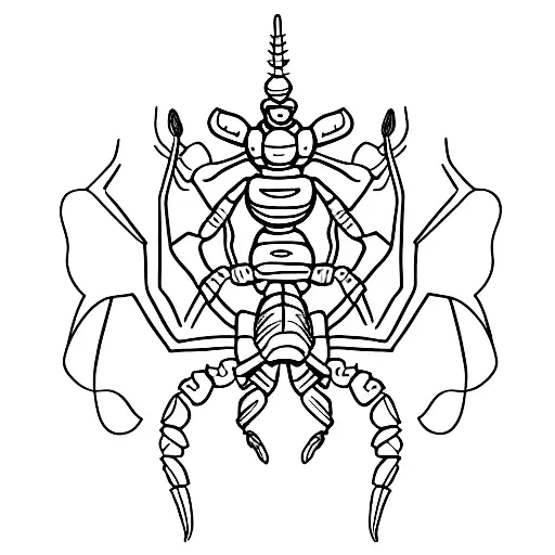 A Minimalist Tattoo Of A Scorpion Surrounded By Flowers