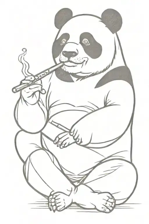 Panda Smoking Cigar