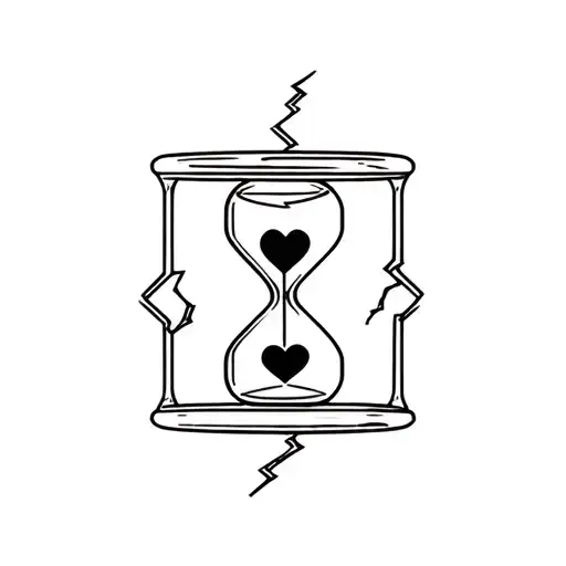 Broken Hourglass With Heart In It