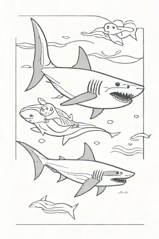 Shark And Girl Swimming