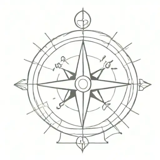 A Minimalist Line Art Tattoo Of A Compass Rose Symbolizing Exploration And Adventure