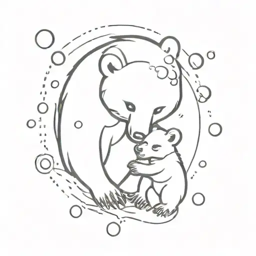 Bear Cub And Possum With Bubbles Rising