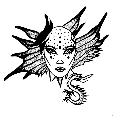 Chica Con Un Dragon Detras