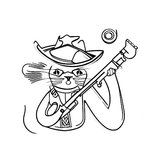 Cat With Cowboy Hat And Revolver