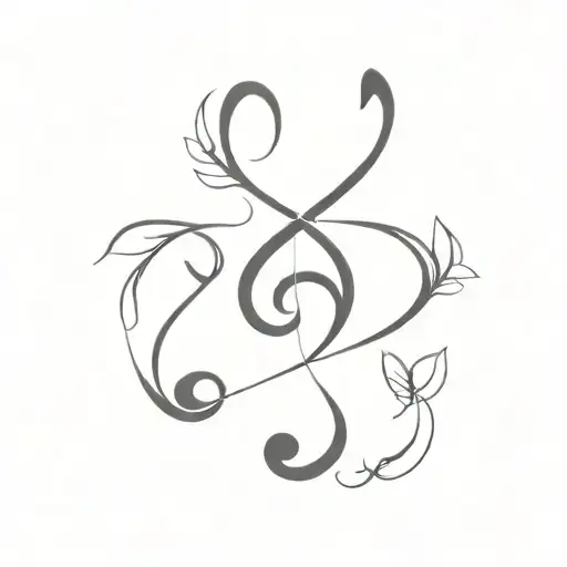 A Minimalist Tattoo Of A Music Note Intertwined With Fairy Wings