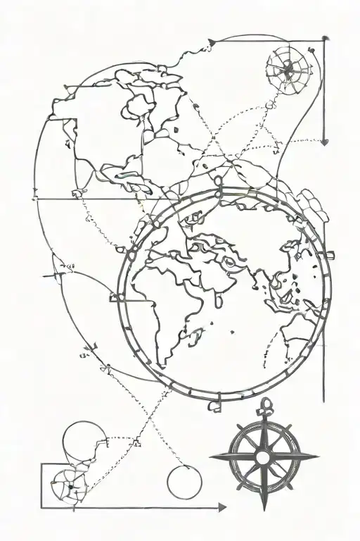 Anchor With Map Of The World And Compass