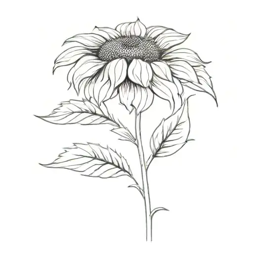 Small Sunflower Flower Fine Line