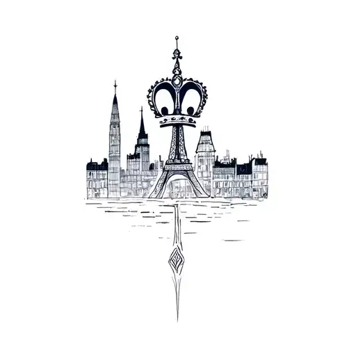 Crown Fleur De Lys Paris Lyon City Skyline