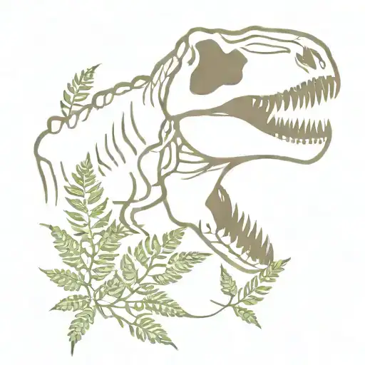T Rex Skull With Ferns