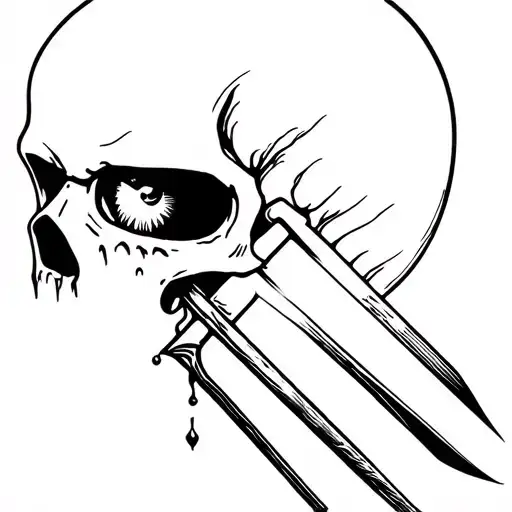 Skull With A Dagger Struck In Eye Socket