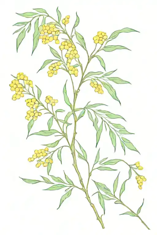 Vine Wrapped With Mimosa Flowers Growing