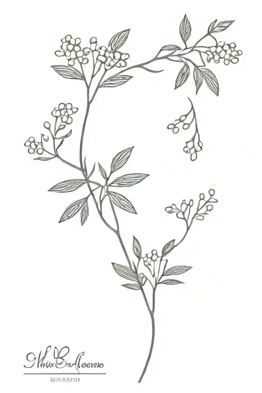 Vine With Small Mimosa Flowers Growing Feminine