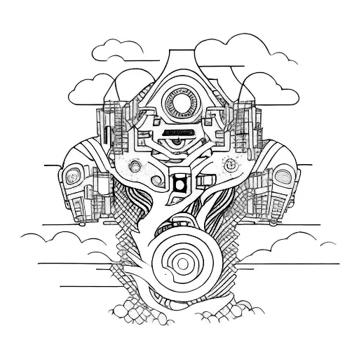 Design A Tattoo That Combines Elements Of Cyberpunk And Traditional Japanese Art