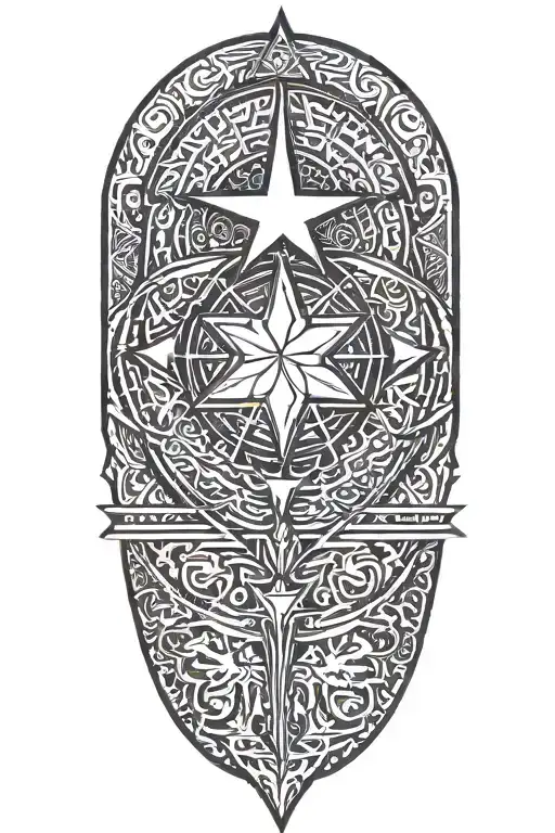 Line Tattoo With Aqurius David Star