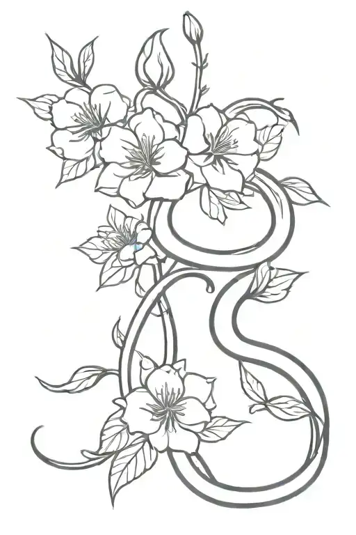 Snake And Flowers Blooming