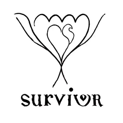 Survivor Word With Three Hearts And A Semicolon