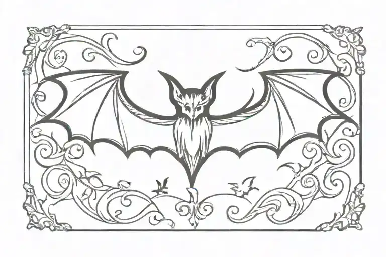 Gothic Bat Tramp Stamp Simple Outline