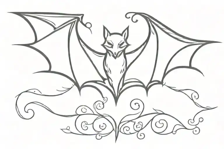 Gothic Bat Tramp Stamp Simple Outline